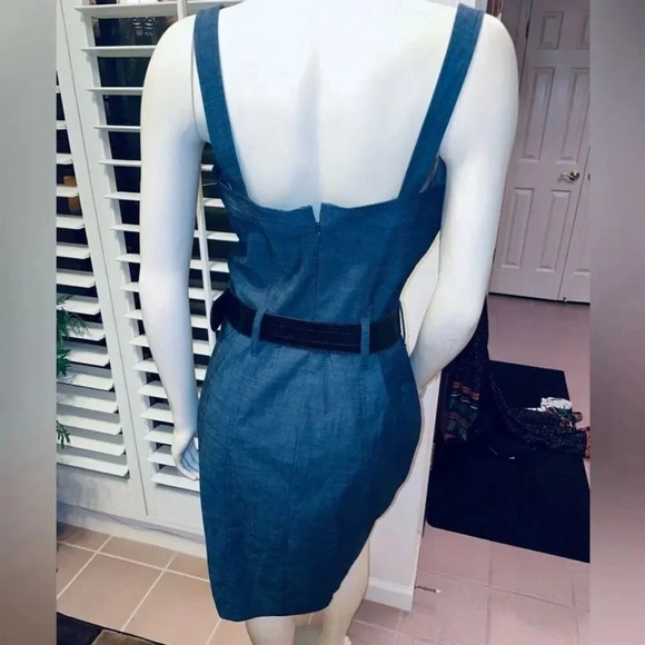 Arden B Women's Blue Sweetheart Neck Button Front Midi Shift Dress Size S - Picture 5 of 16